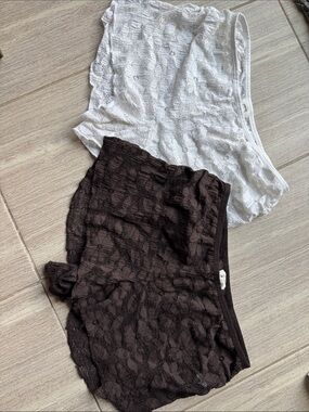 aerie Lace Swim Coverups in White and Brown